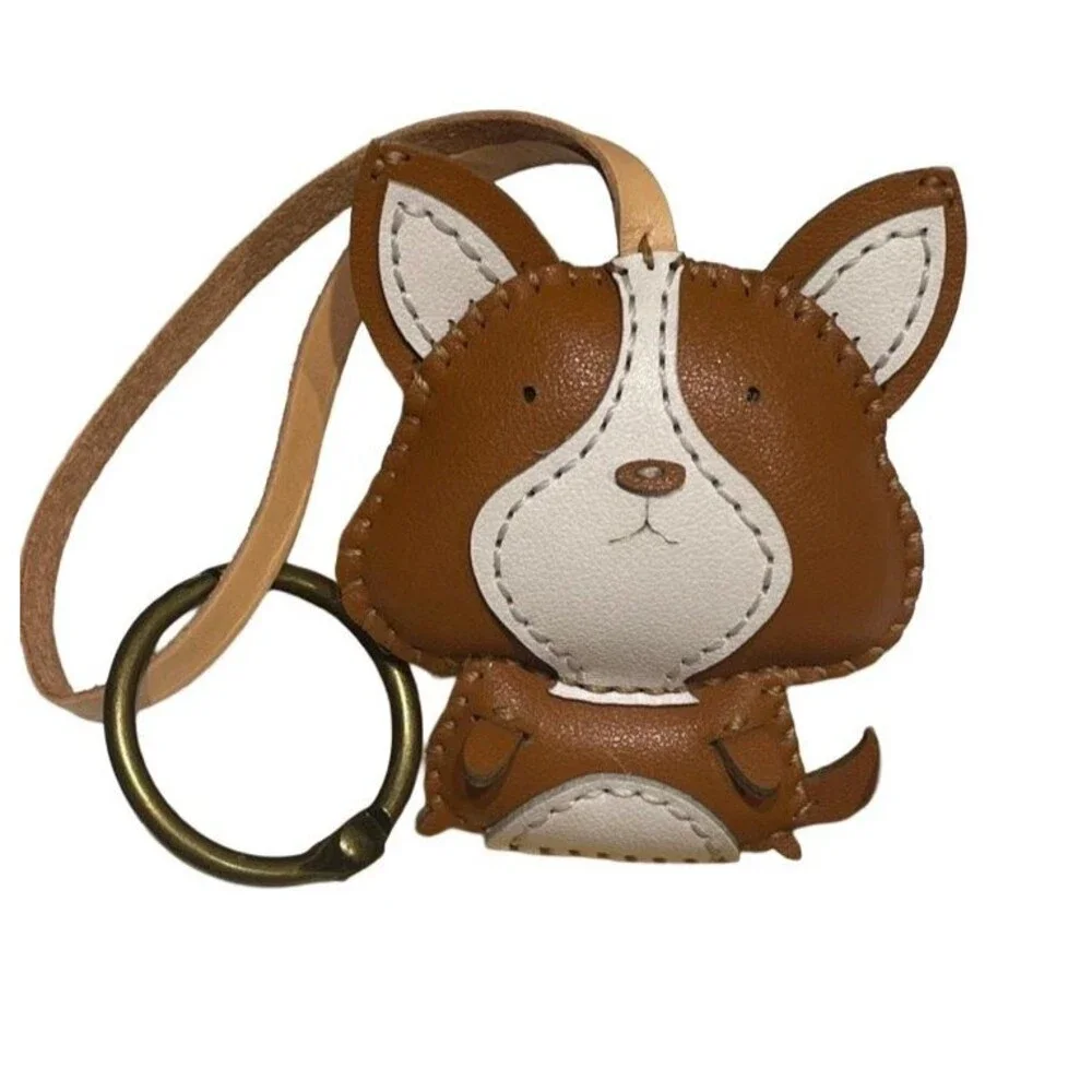 Corgi Dog Keychain Bag Charm Vegan Leather NEW with Tags Stocking Stuffer Gift